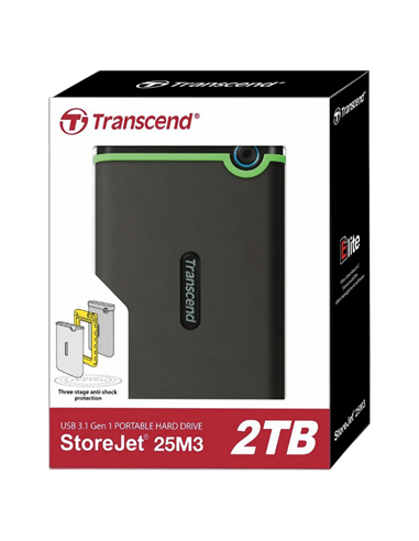 Внешний портативный жесткий диск Transcend StoreJet 25M3S, 2 TB, Iron Gray (TS2TSJ25M3S)