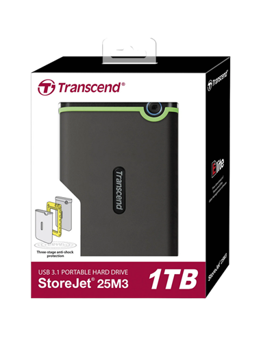 HDD portabil extern Transcend StoreJet 25M3S, 1 TB, Iron Gray (TS1TSJ25M3S)
