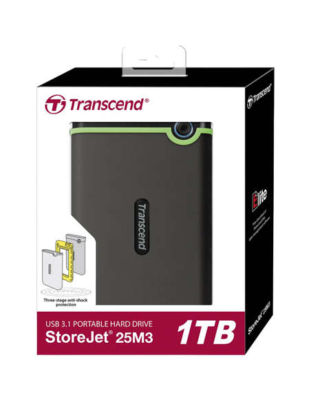 HDD portabil extern Transcend StoreJet 25M3S, 1 TB, Iron Gray (TS1TSJ25M3S)