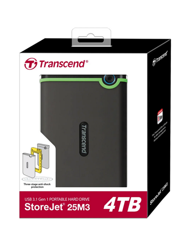 HDD portabil extern Transcend StoreJet 25M3S, 4 TB, Iron Gray (TS4TSJ25M3S)