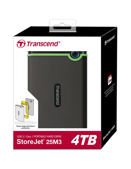 Внешний портативный жесткий диск Transcend StoreJet 25M3S, 4 TB, Iron Gray (TS4TSJ25M3S)