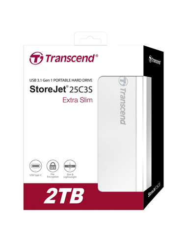 Внешний портативный жесткий диск Transcend StoreJet 25C3S, 2 TB, Серебристый (TS2TSJ25C3S)