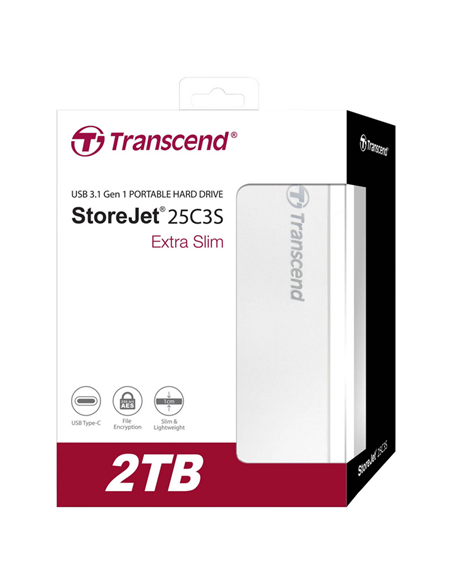 Внешний портативный жесткий диск Transcend StoreJet 25C3S, 2 TB, Серебристый (TS2TSJ25C3S)