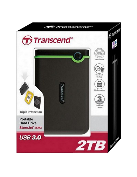 Внешний портативный жесткий диск Transcend StoreJet 25M3C, 2 ТБ, Iron Gray (TS2TSJ25M3C)