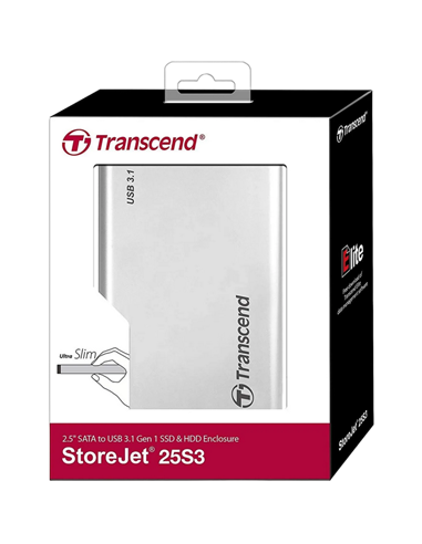 Carcasă externă Transcend TS0GSJ25S3, Argintiu (TS0GSJ25S3)