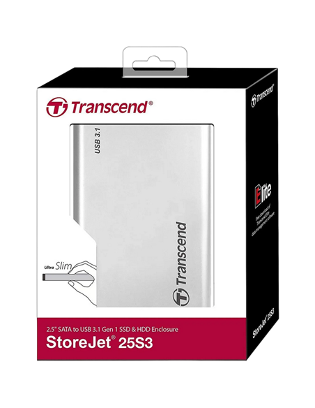 Carcasă externă Transcend TS0GSJ25S3, Argintiu (TS0GSJ25S3)