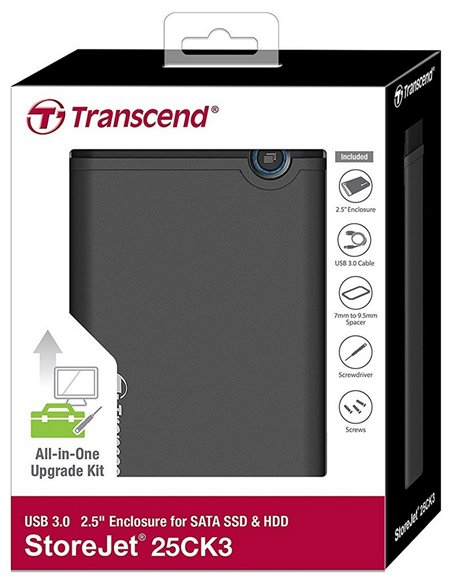 Carcasă externă Transcend TS0GSJ25CK3, Gri (TS0GSJ25CK3)