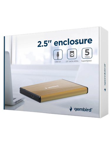 Внешний корпус Gembird EE2-U3S-3-GL, Золотой (EE2-U3S-3-GL)