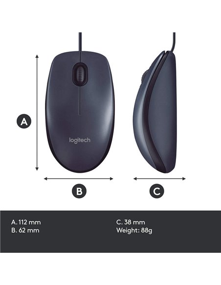 Mouse Logitech B100, Negru Mouse Logitech B100, Negru