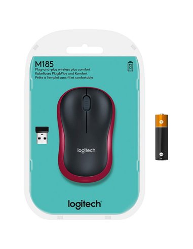 Mouse Wireless Logitech M185, Roșu