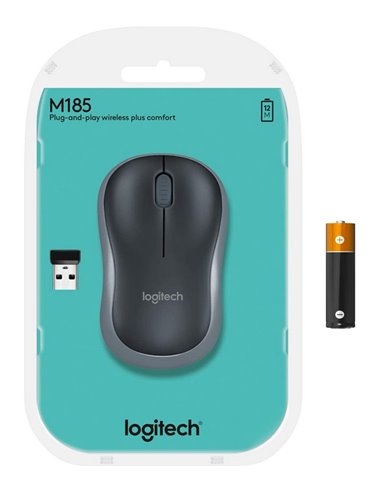 Беcпроводная мышь Logitech M185, Серый