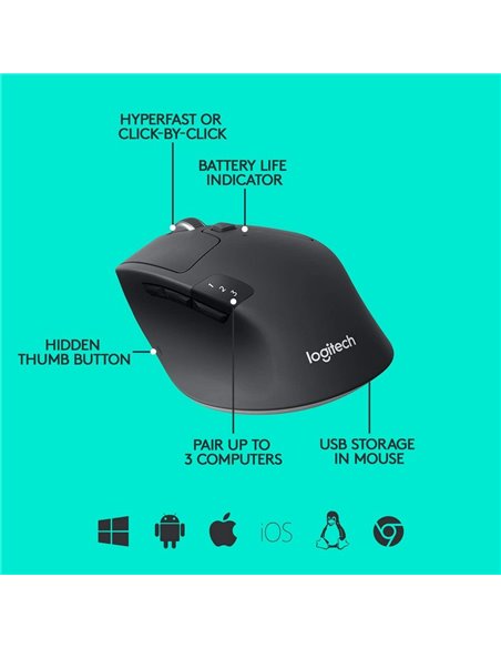 Mouse Wireless Logitech M720, Negru Mouse Wireless Logitech M720, Negru