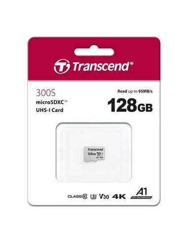 Карта памяти Transcend MicroSDXC Class 10, 128Гб (TS128GUSD300S)