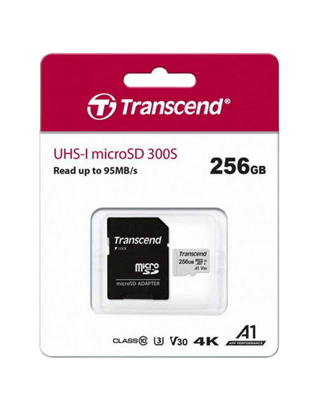 Карта памяти Transcend MicroSDXC Class 10, 256Гб (TS256GUSD300S-A)