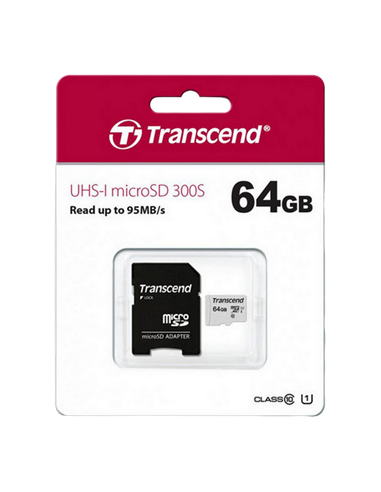 Карта памяти Transcend MicroSDXC Class 10, 64Гб (TS64GUSD300S)