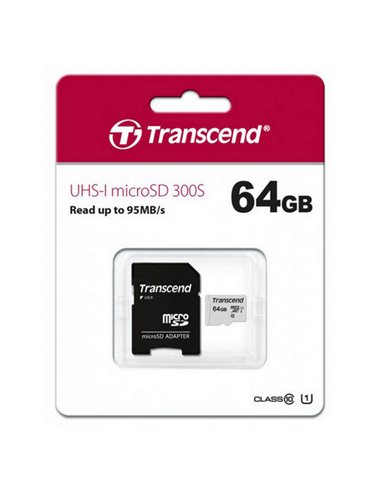 Карта памяти Transcend MicroSDXC Class 10, 64Гб (TS64GUSD300S)