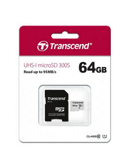 Карта памяти Transcend MicroSDXC Class 10, 64Гб (TS64GUSD300S)