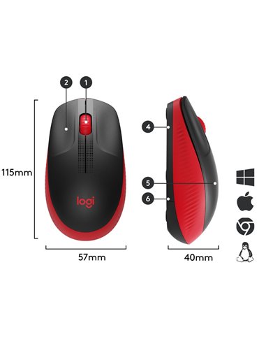 Mouse Wireless Logitech M190, Roșu