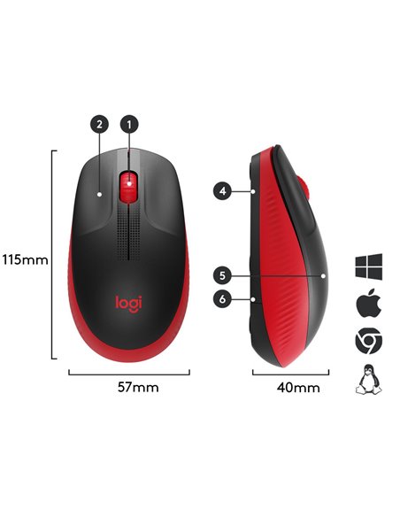 Беcпроводная мышь Logitech M190, Красный