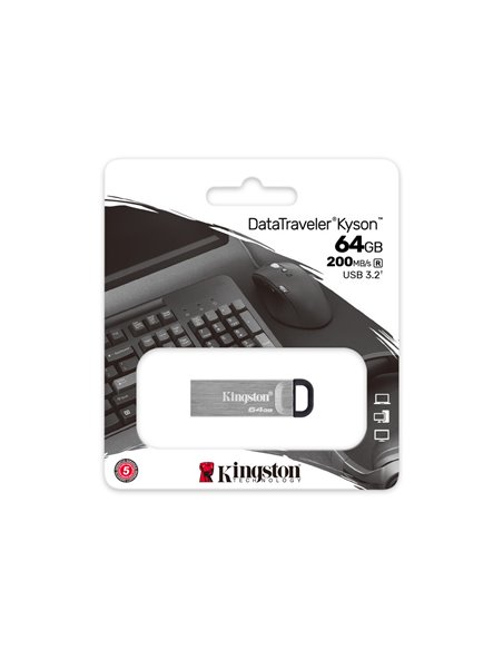 Memorie USB Kingston DataTraveler Kyson, 64GB, Argintiu