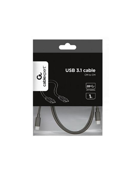 Cablu încărcare și sincronizare Cablexpert CCP-USB3.1-CMCM-1M, USB Type-C/USB Type-C, 1m, Negru