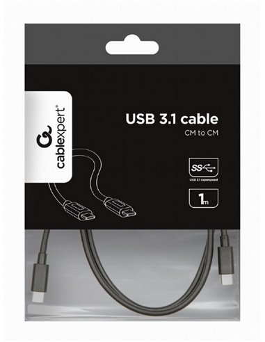 Cablu încărcare și sincronizare Cablexpert CCP-USB3.1-CMCM-1M, USB Type-C/USB Type-C, 1m, Negru