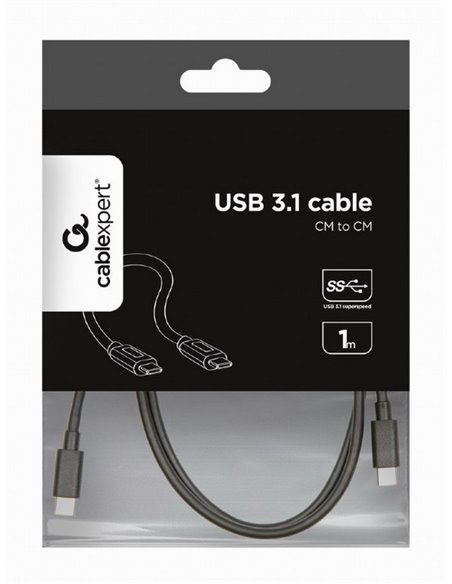 Cablu încărcare și sincronizare Cablexpert CCP-USB3.1-CMCM-1M, USB Type-C/USB Type-C, 1m, Negru