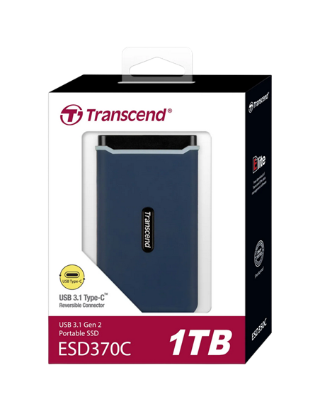 Внешний портативный SSD накопитель Transcend ESD370C, 1 ТБ, Морской Синий (TS1TESD370C)