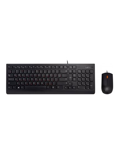 Клавиатура и мышь Lenovo 300 USB Combo, Проводное, Чёрный