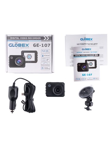 Cameră auto DVR Globex GE-107, Full-HD 1080P, Negru