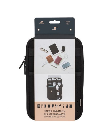 Organizator pentru calatorie RivaCase Antishock, 8", Poliester, Negru