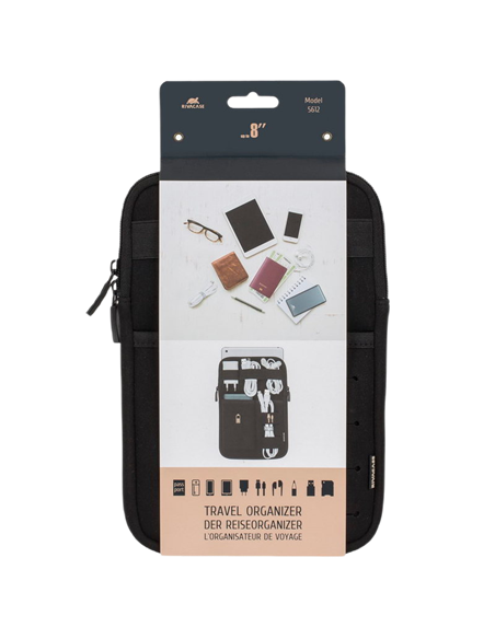 Organizator pentru calatorie RivaCase Antishock, 8", Poliester, Negru