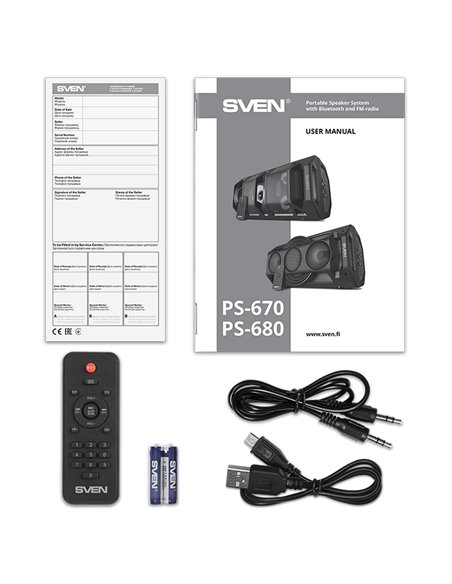 Портативная колонка SVEN PS-670, Чёрный