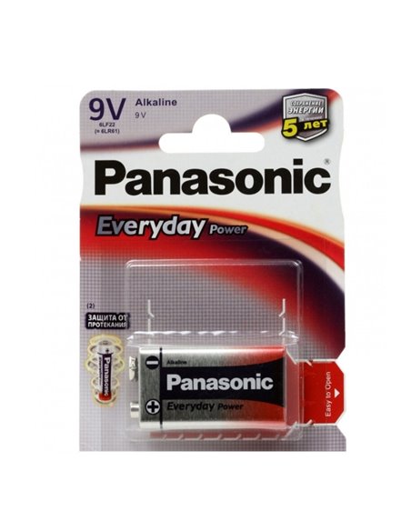 Прямоугольная батарея Panasonic 6LF22REE/6LR61REE, Крона, 1шт.