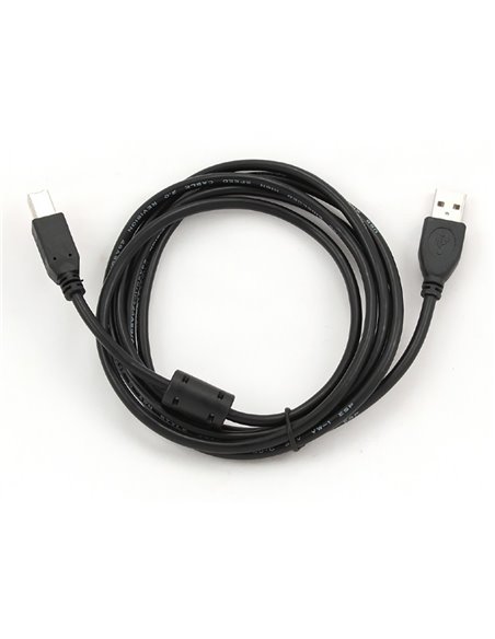Кабель данных для периферийных устройств Cablexpert CCFB-USB2-AMBM-3M, USB Type-A/USB Type-B, 3м, Чёрный