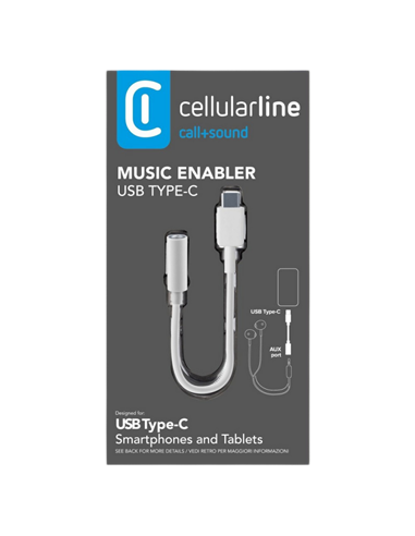 Аудио адаптер Cellularline Music Enabler Type-C, 3.5 мм/USB Type-C, 0,15м, Белый