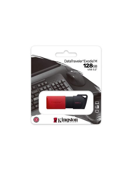 Memorie USB Kingston DataTraveler Exodia M, 128GB, Negru/Rosu