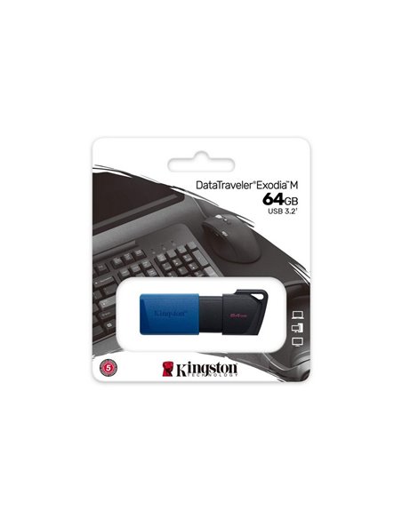 Memorie USB Kingston DataTraveler Exodia M, 64GB, Negru/Albastru