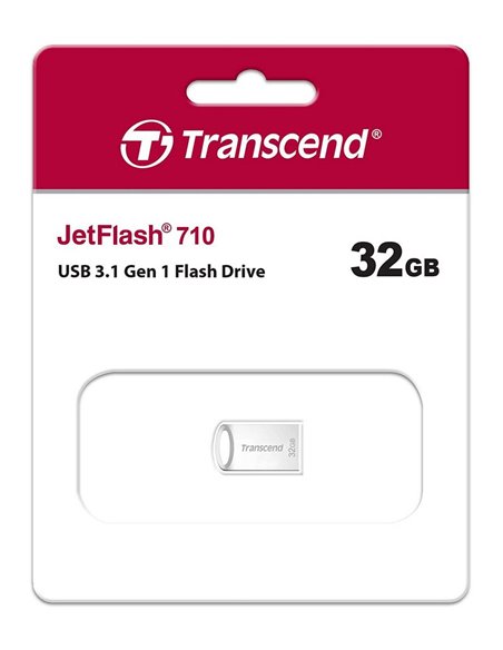 USB Flash накопитель Transcend JetFlash 710, 32Гб, Серебристый