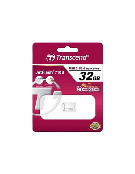 USB Flash накопитель Transcend JetFlash 710, 32Гб, Серебристый