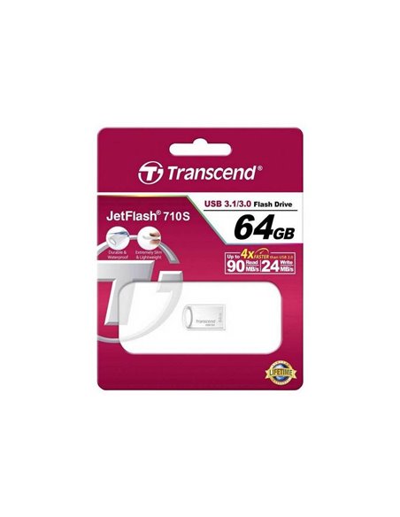 USB Flash накопитель Transcend JetFlash 710, 64Гб, Серебристый