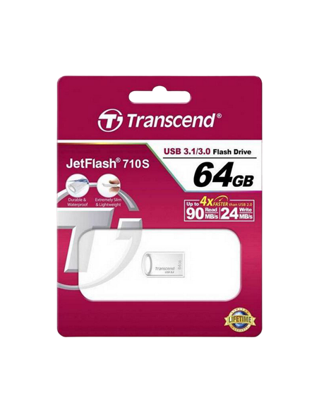 USB Flash накопитель Transcend JetFlash 710, 64Гб, Серебристый