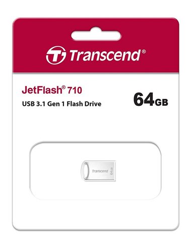 USB Flash накопитель Transcend JetFlash 710, 64Гб, Серебристый