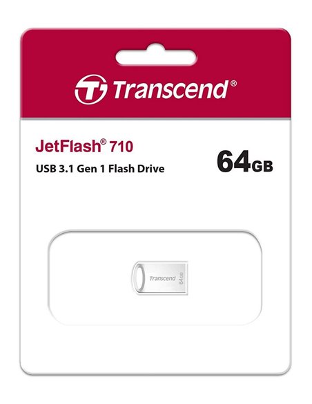 USB Flash накопитель Transcend JetFlash 710, 64Гб, Серебристый