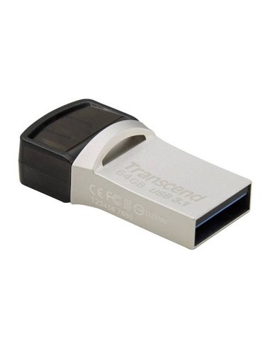 USB Flash накопитель Transcend JetFlash 890, 64Гб, Серебристый