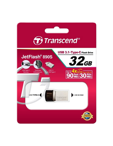 Memorie USB Transcend JetFlash 890, 32GB, Argintiu