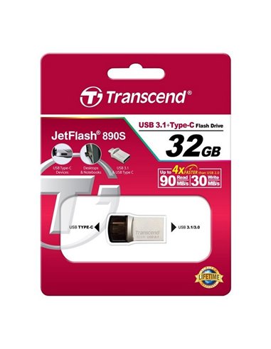 Memorie USB Transcend JetFlash 890, 32GB, Argintiu