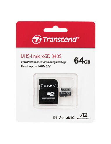Карта памяти Transcend microSDXC 340S, 64Гб (TS64GUSD340S)
