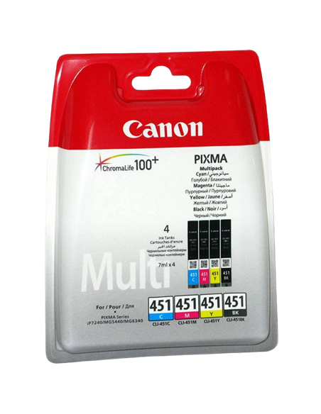 Картриджи с чернилами в упаковке Canon CLI-451, 7мл, Мультипак BK/C/M/Y