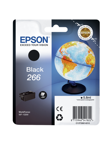 Картридж чернильный Epson T266, 6мл, Черный
